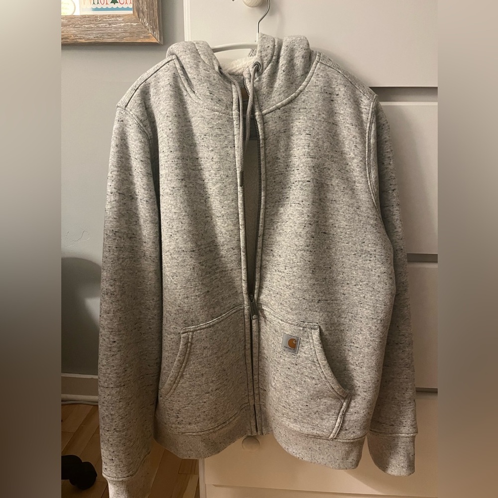 Carhartt Gray and Cream Sherpa-Lined Hoodie - Picture 2 of 2